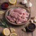 Contramuslos deshuesados de pollo